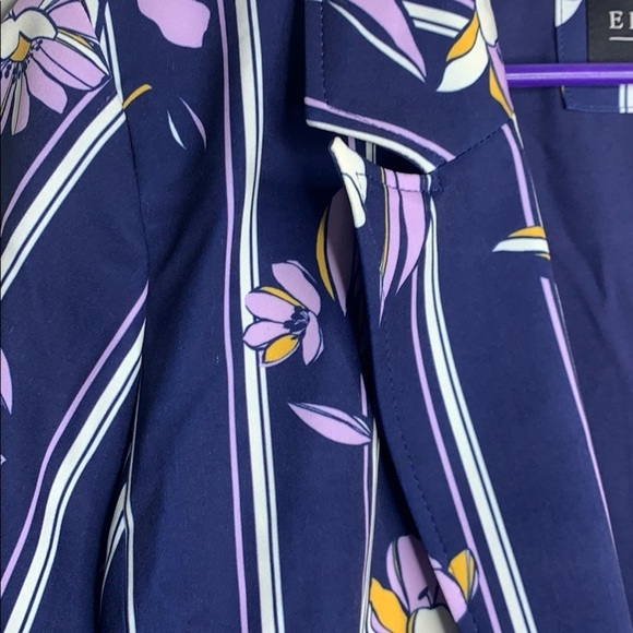 Eloquii Purple Floral Striped stretchy belted blazer Jacket - Picture 13 of 15